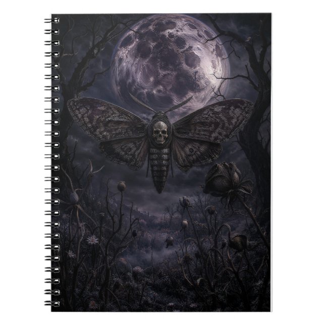 Todeskopf-Motten-Gotik-Mond-Kunstprint Notizblock (Vorderseite)