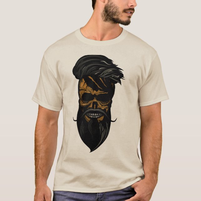 Todeskopf Skull Crane Hipster Barbu Schnurrbart b T-Shirt (Vorderseite)
