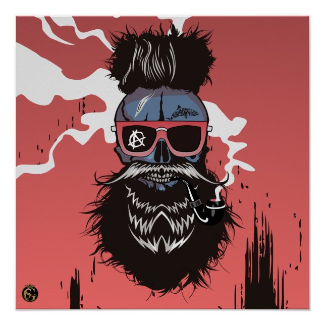 Todeskopf von Punk Hipster G-Skulls Haischädel Poster (Vorderseite)