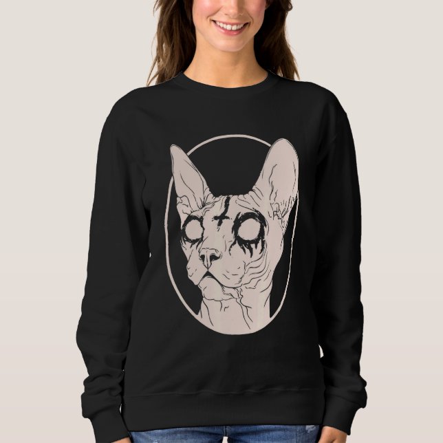 Todesmetall Sphynx Kat Satanic Bekleidung für Männ Sweatshirt (Vorderseite)