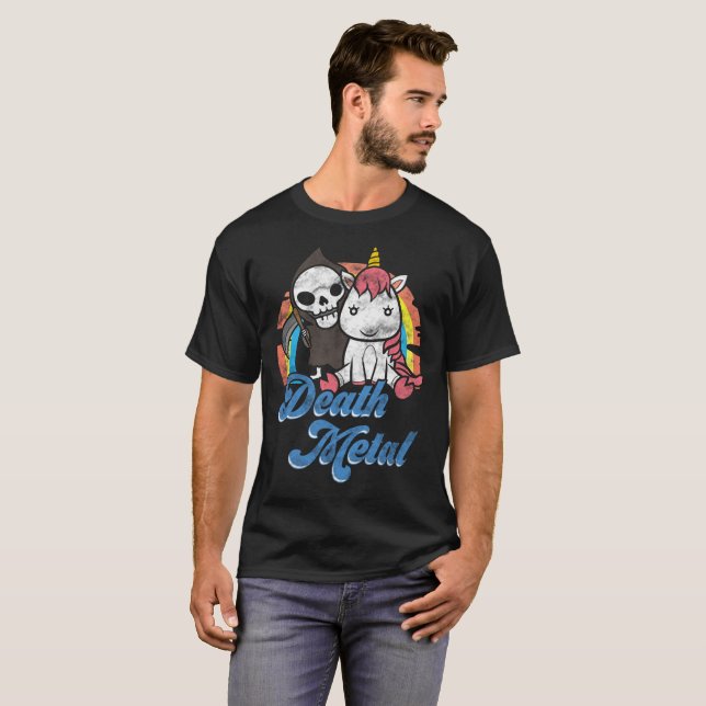 TodesmetallEinhorn-Regenbogen T-Shirt (Vorne ganz)