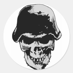 Todesschädel stalhelm runder aufkleber
