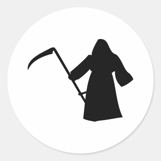 Todessymbol des schwarzen Sensenmanns Runder Aufkleber (Vorderseite)