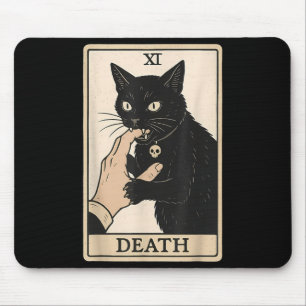 Todestarotkarte schwarze Katze Halloween Hexe Grus Mousepad