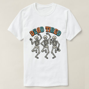 Tödlich müde lustige tanzende Skelette Retro Hallo T-Shirt