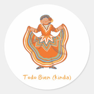 Todo Bien (freundlich) Spielender hispanischer Kul Runder Aufkleber