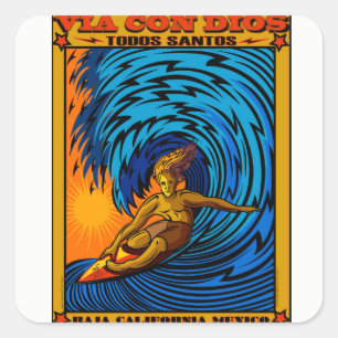 TODOS SANTOS, DER BAJA MEXIKO SURFT QUADRATISCHER AUFKLEBER
