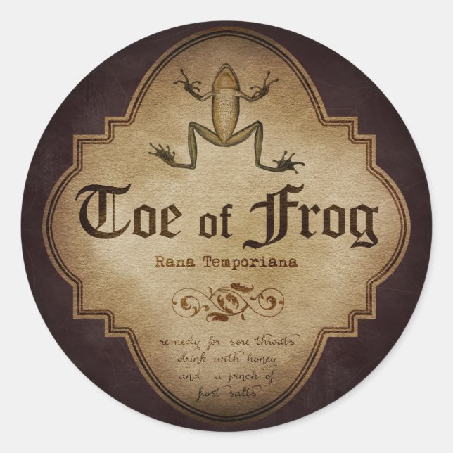 Toe des Frog Apothecary Runder Aufkleber (Vorderseite)