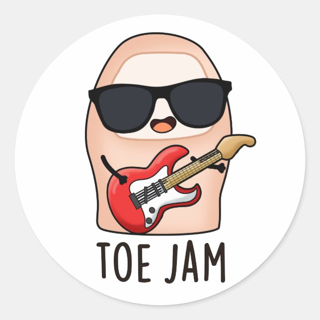 Toe Jam Funny Big Toe Music Pun Runder Aufkleber (Vorderseite)
