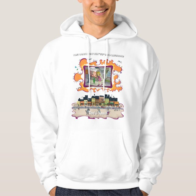 Toe’s Town Comic | Weiße Pullover Kapuzenjacke (Vorderseite)