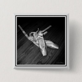 'Toe Shoes' Square Button (B&W)