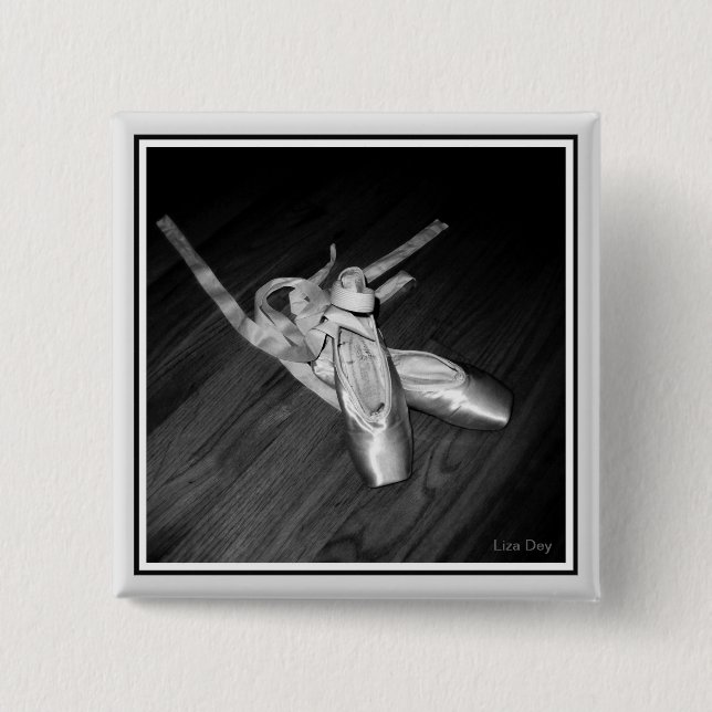 'Toe Shoes' Square Button (B&W) (Vorderseite)