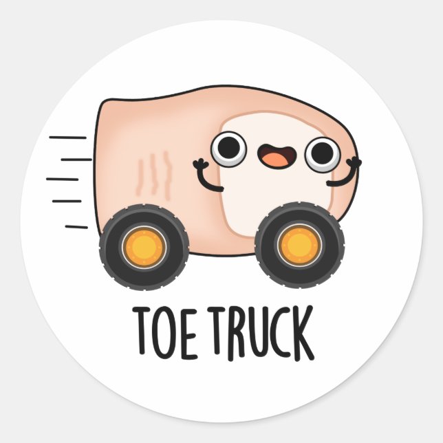 Toe Truck Funny Anatomy Body Parts Pun Runder Aufkleber (Vorderseite)