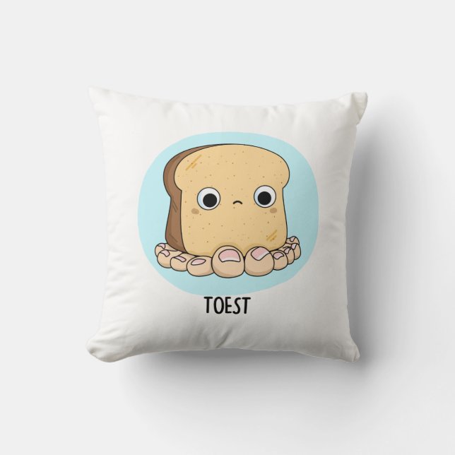 Toest Funny Toast mit Zehen Puff Kissen (Vorderseite)