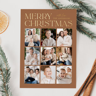 Toffee Modernes Weihnachten 9 Foto-Collage Folien Feiertagskarte