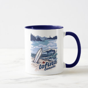 Tofino BC Kanada Surfbrett Große Welle Landschaft Tasse