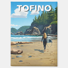 Tofino Canada Surfer on Beach Travel Magnet