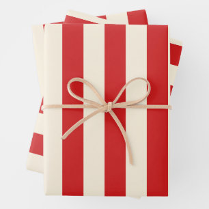 Tofu-Creme-Briefkasten rote Streifen Geschenkpapier Set