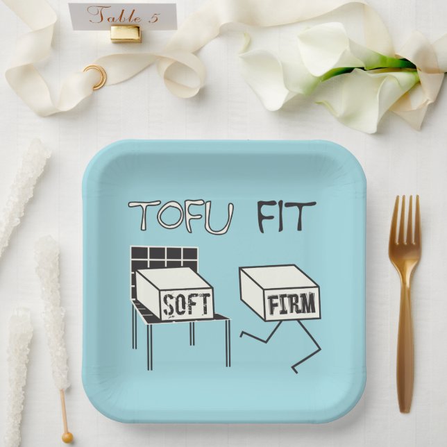 Tofu Fit Funny Running Tofu Soy Thema Pappteller (Hochzeit)