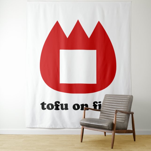 📛 Tofu in Flammen Wandteppich (Beispiel)