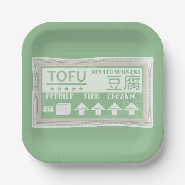 Tofu Vegan Vegetarisches Essen Pappteller (Vorderseite)