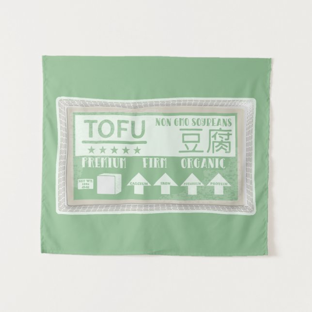 Tofu Vegan Vegetarisches Essen Wandteppich (Vorderseite (Horizontal))