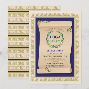 Toga Party Ancient Roman Birthday Ivy Scroll Einladung