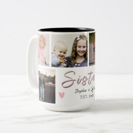 Together Always, My Sister – Custom 6-Photo Mug Zweifarbige Tasse