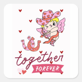 TOGETHER FOREVER COUNTRY STYLE  QUADRATISCHER AUFKLEBER