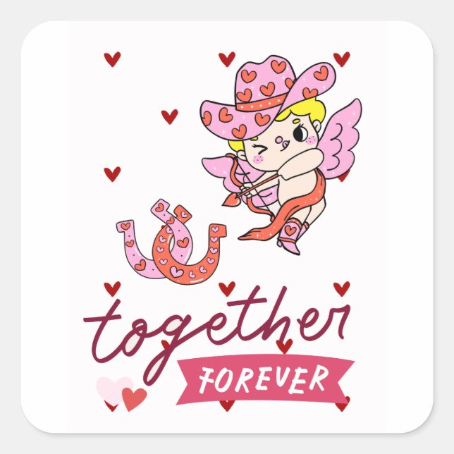 TOGETHER FOREVER COUNTRY STYLE  QUADRATISCHER AUFKLEBER (Vorderseite)