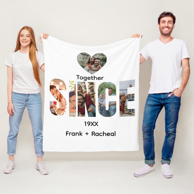 Together Since – Custom Year & Couple Names Photo Fleecedecke (Beispiel)