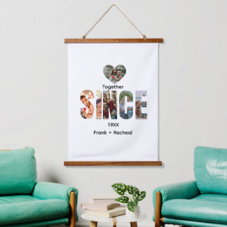 Together Since – Custom Year & Couple Names Photo Wandteppich Mit Holzrahmen