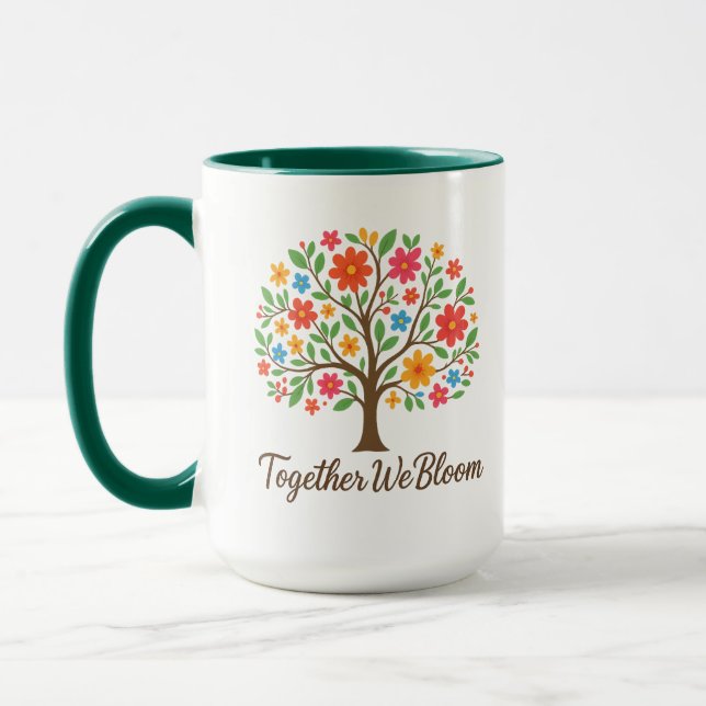Together We Bloom Floral Mug Tasse (Links)