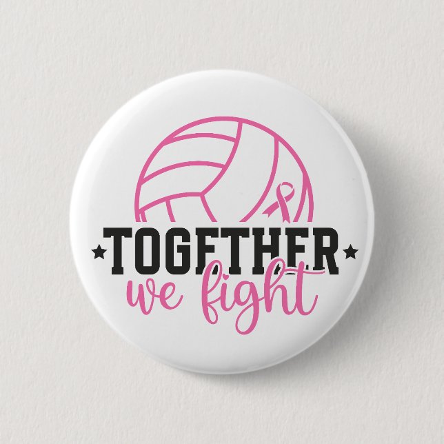 Together We Fight Breast Cancer Pink Ribbon Button (Vorderseite)