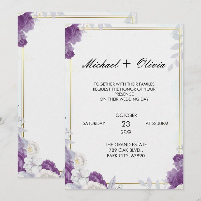 Together With Their Families Wedding Invitation Wo (Devant / Derrière)