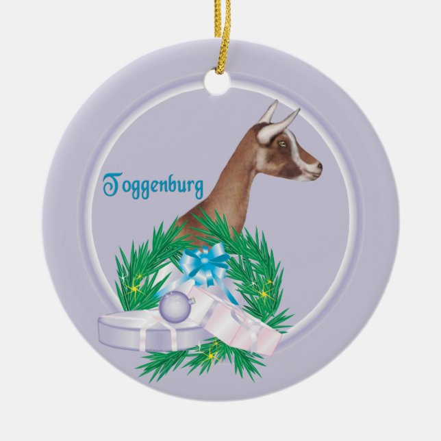 Toggenburg Goat Wreath Ornement de vacances (Devant)