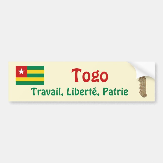 Togo Flag + Map Autoaufkleber (Vorne)