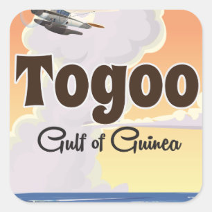 Togo Golf von Guinea Reiseplakat Quadratischer Aufkleber