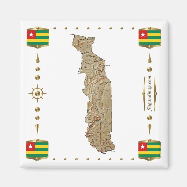 Togo Map + Flags Magnet (Vorne)