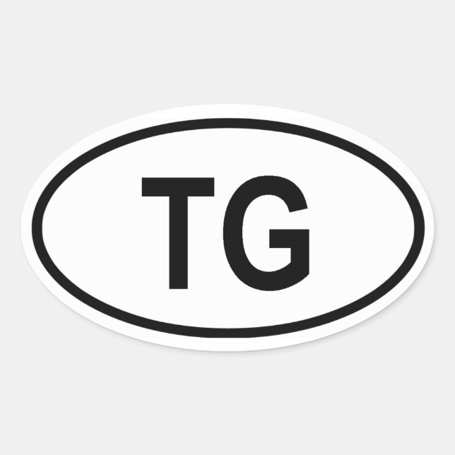 Togo "TG" Ovaler Aufkleber (Vorderseite)