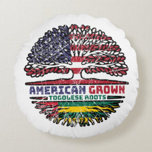 Togo Togolese American USA Tree Roots Flag Rundes Kissen