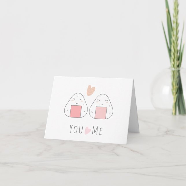 Toi et moi adorons le Sushi Coeur Carte de voeux (Devant)