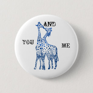 Toi et moi Girafes Baiser Badge Rond