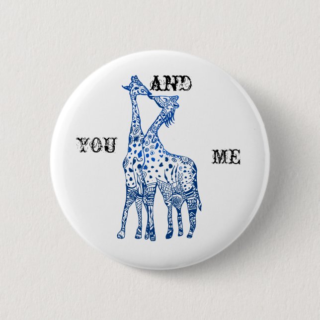Toi et moi Girafes Baiser Badge Rond (Devant)
