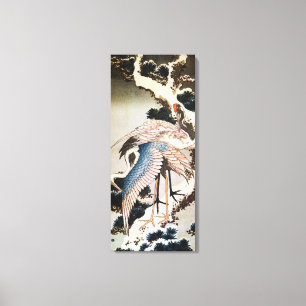 Toile 松 に 鶴, 斎 grues sur Pine Tree, Hokusai, Ukiyo-e