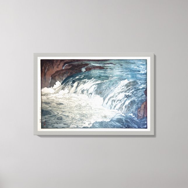 Toile 渓 流, Rapids, Hiroshi Yoshida, Coupe du bois (Recto)