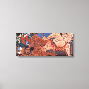 Toile 相 撲, 国 芳 Sumo Wrestling, Kuniyoshi, Ukiyo-e