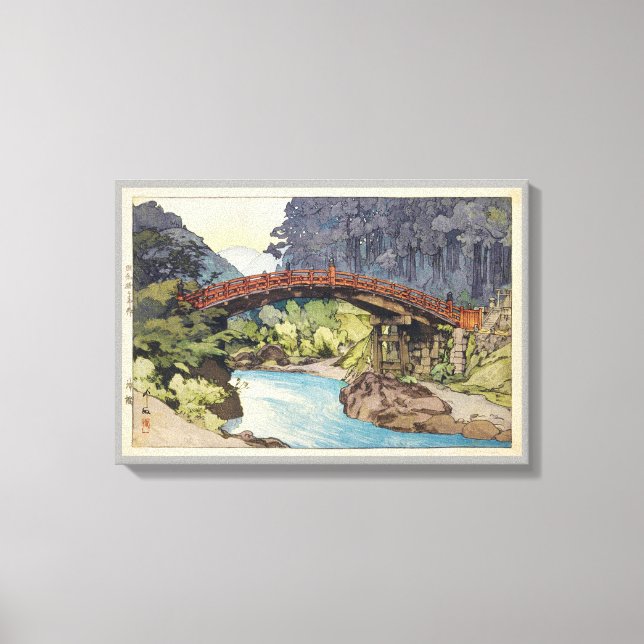 Toile 神 橋, Pont Sacré, Hiroshi Yoshida, Coupe de bois (Recto)