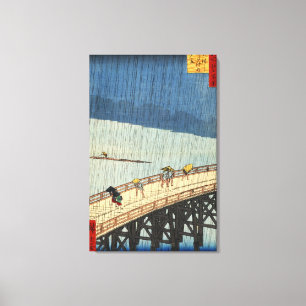 Toile 突 の 雨, 広 Pluie Soudaine, Hiroshige, Ukiyo-e