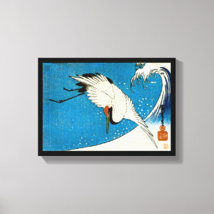 Toile 鶴 と 波, Grue & Vague, Hiroshige, Ukiyo-e